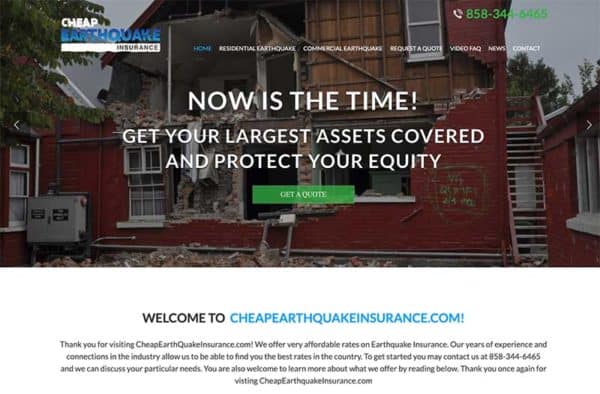 Cheap Earthquake Insurance Website conversion & upgrade