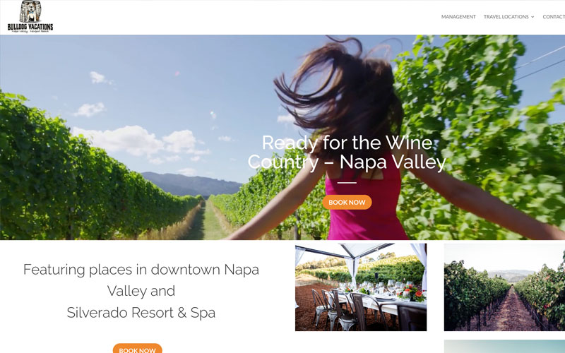 Bulldog Vacations Napa Valley booking website