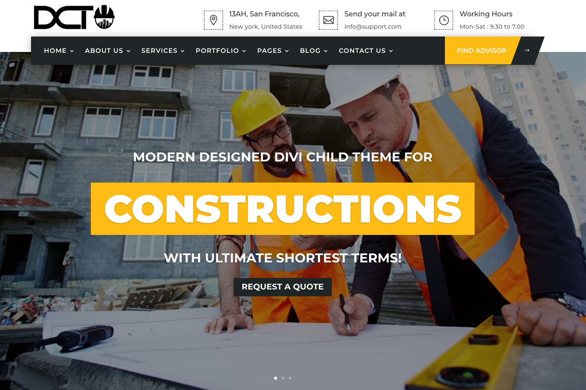 Contractor website design example