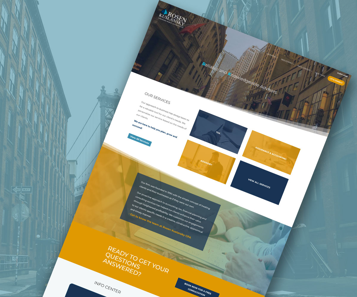 Rosen Kuslansky accounting firm website by Divi Dojo