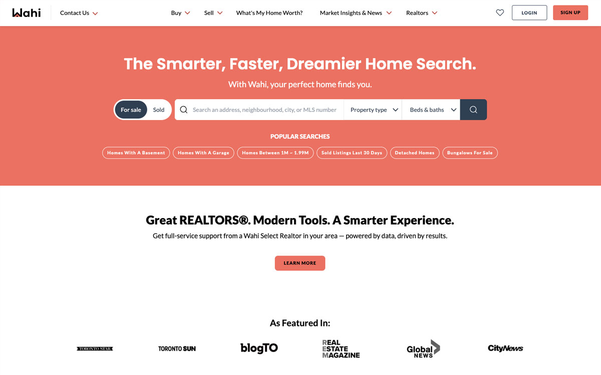 Wahi Home Search premium platform website design project by Divi Dojo
