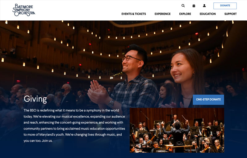 Baltimore Symphony Orchestra digital giving experience