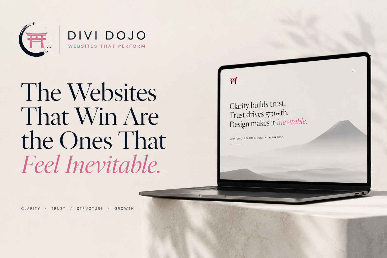 Premium custom website design concept showing clarity trust structure and a website experience that feels inevitable
